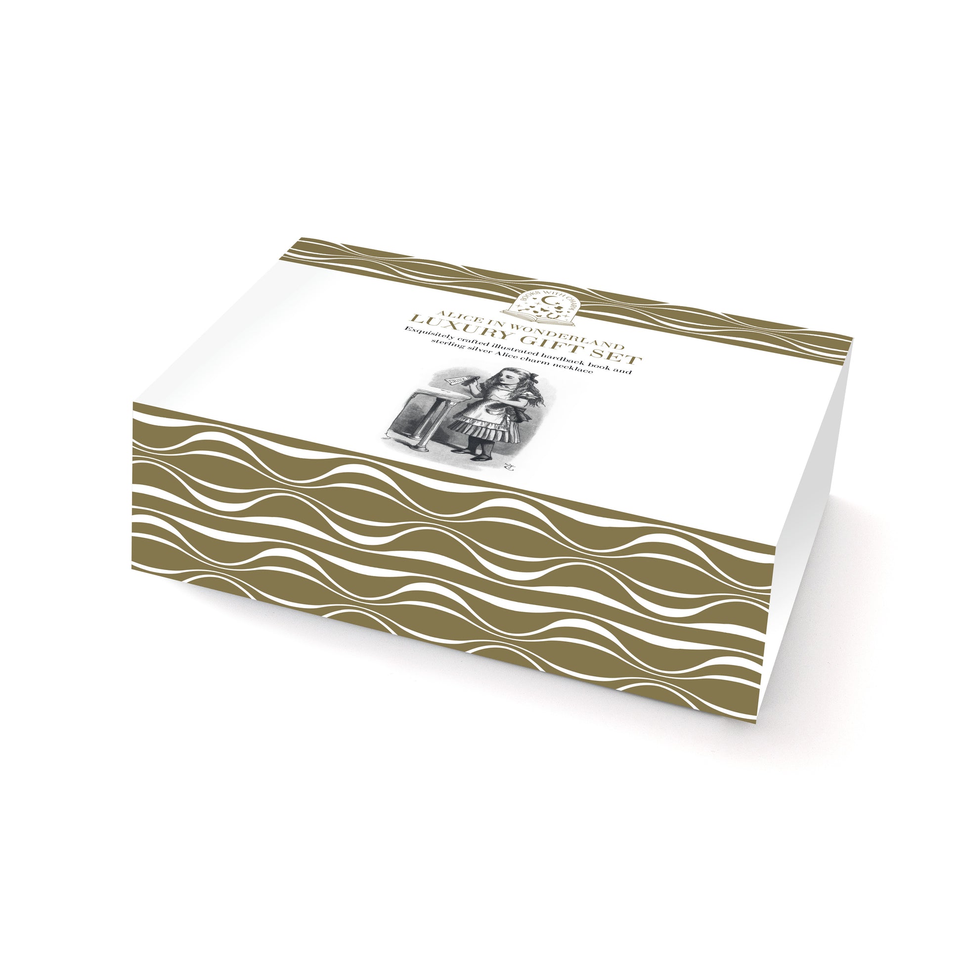 Books with Charm | Alice in Wonderland Hardback Book with Sterling Silver Alice Charm Necklace in a Gift Box | Free UK Delivery