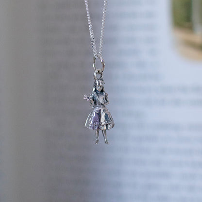 Books with Charm | Alice in Wonderland Hardback Book with Sterling Silver Alice Charm Necklace in a Gift Box | Free UK Delivery