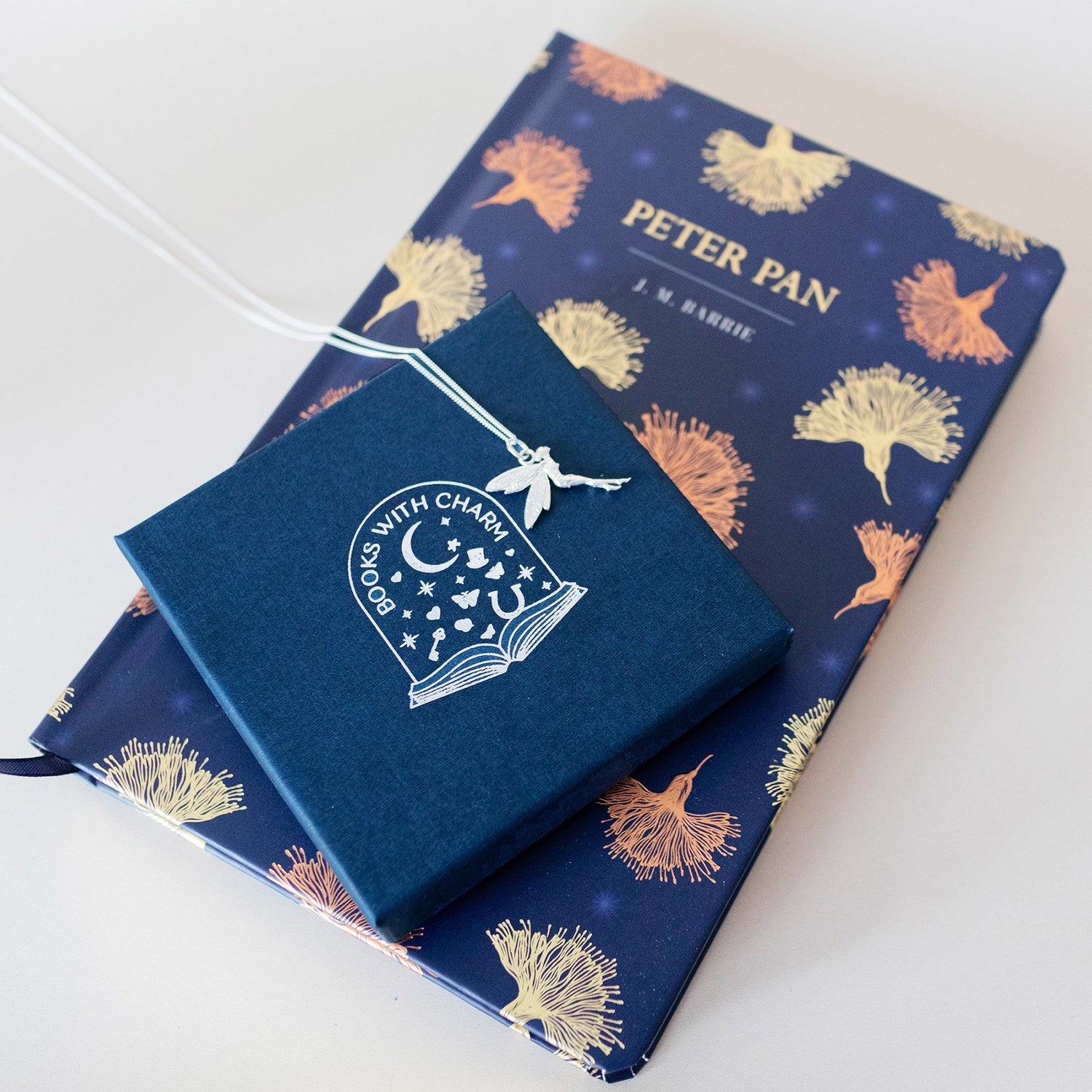 Books with Charm | Peter Pan Hardback Book with Sterling Silver Tinkerbell Charm in Gift Box | Free UK Delivery