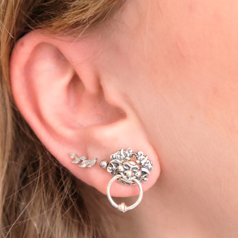 Books with Charm | Sterling Silver Labyrinth Door Knocker Earrings