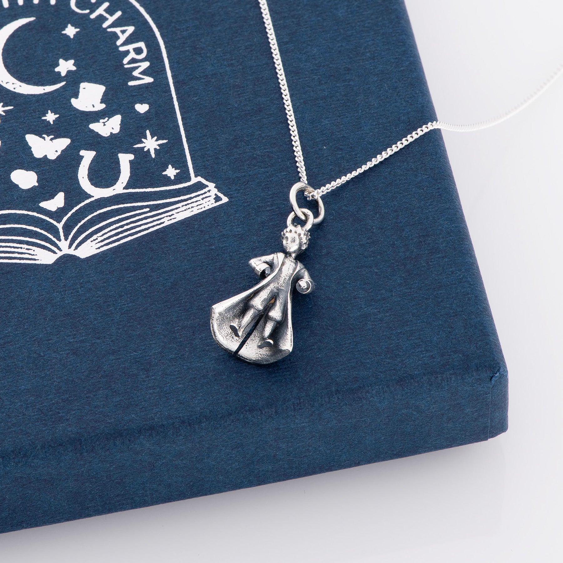 Books with Charm | The Little Prince Hardback Book with Sterling Silver Little Prince Charm Necklace in a Gift Box | Free UK Delivery