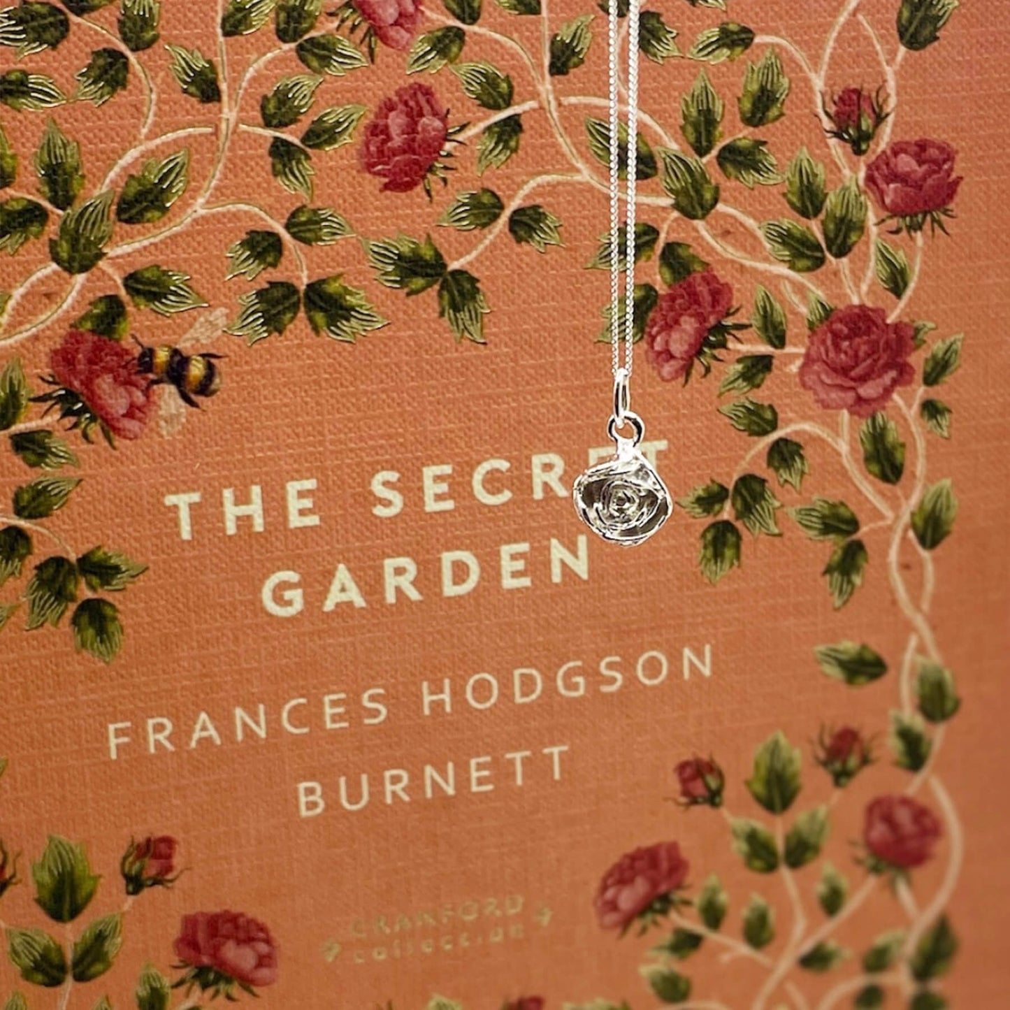 Books with Charm | The Secret Garden Hardback Book with Sterling Silver Rose Charm Necklace in a Gift Box | Free UK Delivery